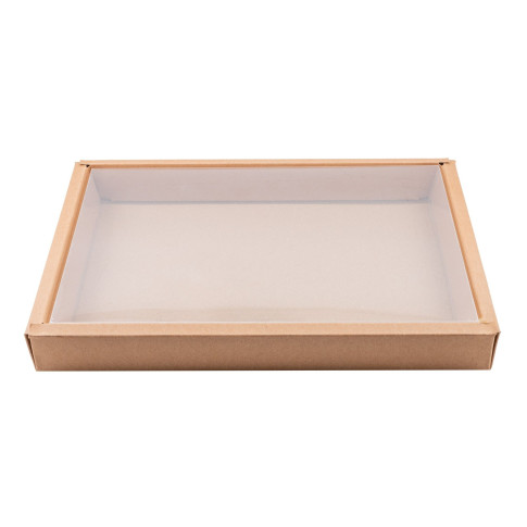 Scatola per sushi Kraft con coperchio in PET 316x216mm H37mm