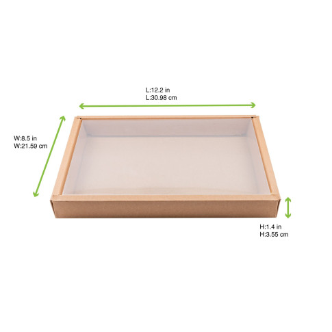 Scatola per sushi Kraft con coperchio in PET 316x216mm H37mm