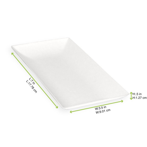 Piatto "BioNChic" in polpa di canna da zucchero  180x90mm