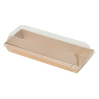 Vaschetta sushi in cartone kraft + cop PET (C/PAP81 + PET1) 209x78mm H25mm