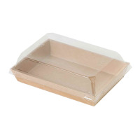 Vaschetta sushi in cartone kraft + cop PET (C/PAP81 + PET1) 153x102mm H25mm