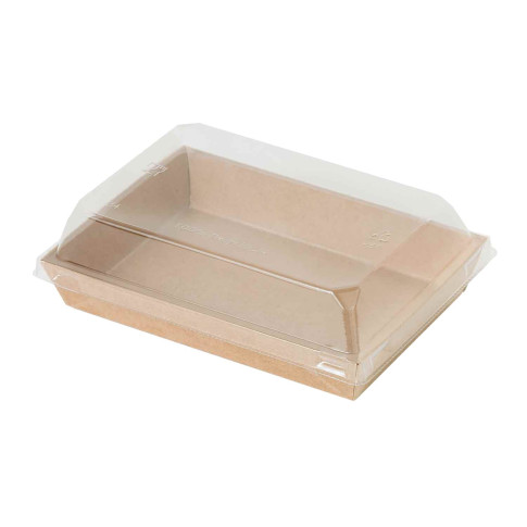 Vaschetta sushi in cartone kraft + cop PET (C/PAP81 + PET1) 153x102mm H25mm