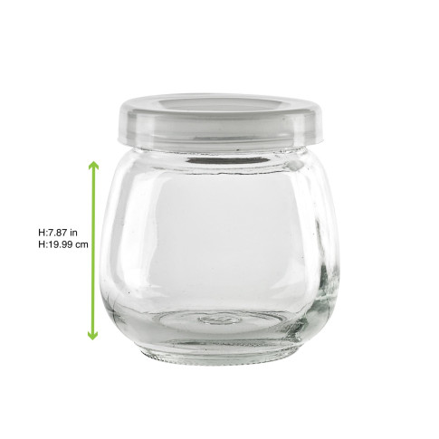 Vasetto in vetro tondo con tappo in PP (GL70 + PP5)  H87mm 300ml