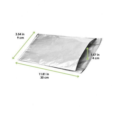 Sacchetto in alluminio, interno kraft scuro 90x300mm H40mm