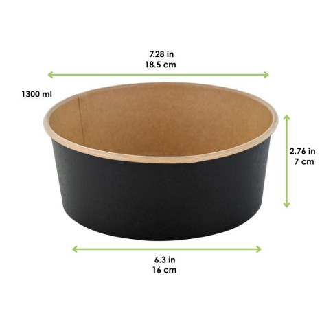 Insalatiera Buckaty in cartone nero e interno kraft antiunto (C/PAP 81)  H68mm 1300ml
