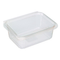 Vaschetta rettangolare in PLA trasparente con coperchio incorporato 188x143mm H67mm 1000ml