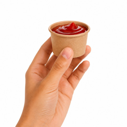 Contenitore in cartone kraft plastic-free waterbased per alimenti caldi e freddi (C/PAP 81)  H40mm 75ml