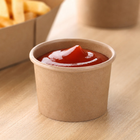 Contenitore in cartone kraft plastic-free waterbased per alimenti caldi e freddi (C/PAP 81)  H40mm 75ml