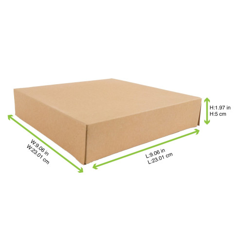 Scatola da pasticceria in cartone kraft 230x230mm H50mm