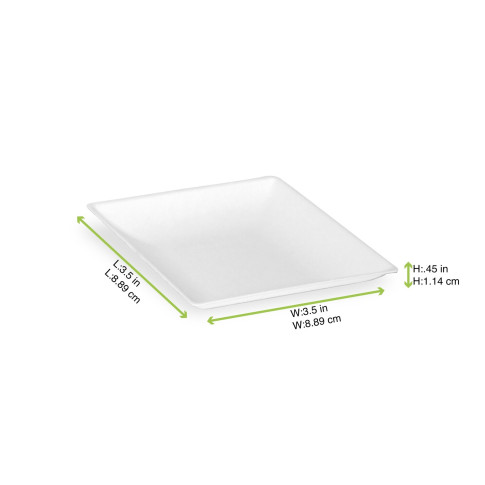Piatto in polpa di canna da zucchero  90x90mm