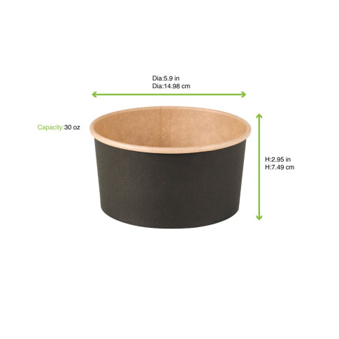 Insalatiera Buckaty in cartone nero e interno kraft con lamina antiunto (C/PAP 81)  H75mm 900ml