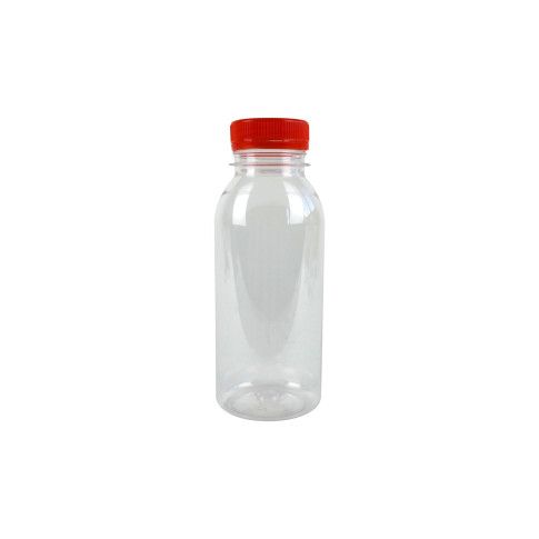 bottiglia di plastica RPET trasparente con tappo arancione attaccato 56 H150mm 250ml