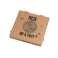 Scatola da pizza in cartone kraft con decorazione "Hot and Tasty" 290x290mm H40mm