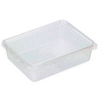 Vaschetta rettangolare piatta in PLA trasparente con coperchio incorporato 217x167mm H55mm 1500ml