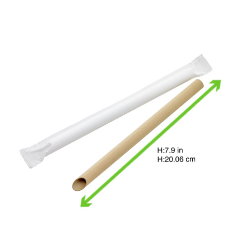 Cannuccia smussata Kraft per Bubble Tea - confezionata singolarmente  H200mm