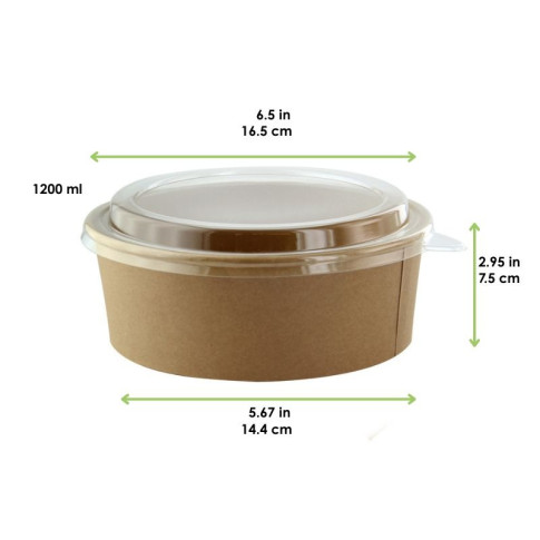 Insalatiera "Buckaty" multiuso, tonda in cartone kraft con coperchio in PET  H75mm 1200ml