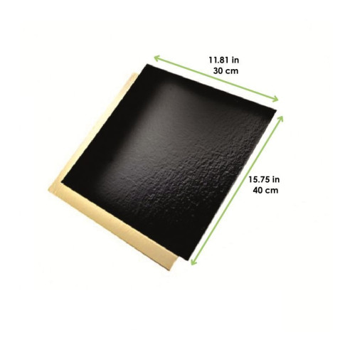 Sottotorta rettangolare in cartone, doppio lato oro/nero 300x400mm