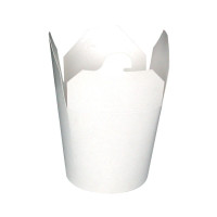Contenitore a base tonda in cartone bianco stile orientale, chiusura a incastro  H95mm 550ml