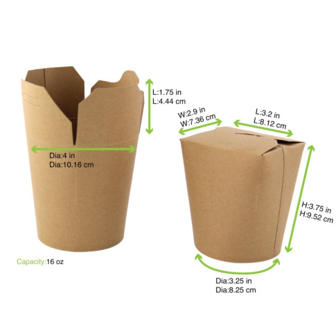 Contenitore tondo kraft stile orientale, chiusura a incastro 72x87mm H95mm 550ml