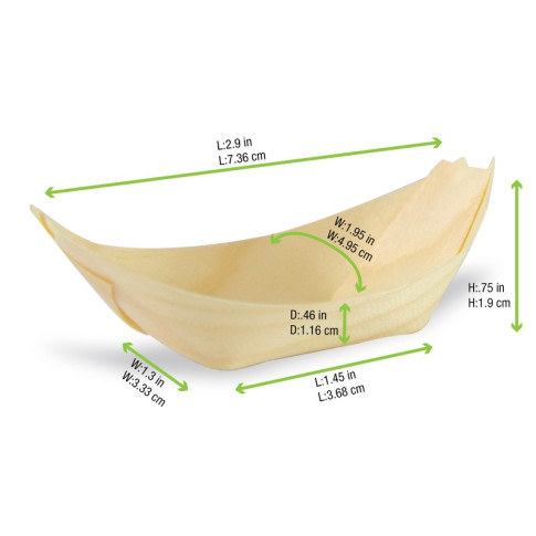 Vaschetta in legno a forma di barca 75x50mm H15mm