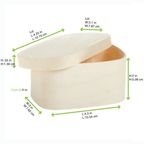 Scatola in legno con coperchio 110x80mm H55mm 240ml