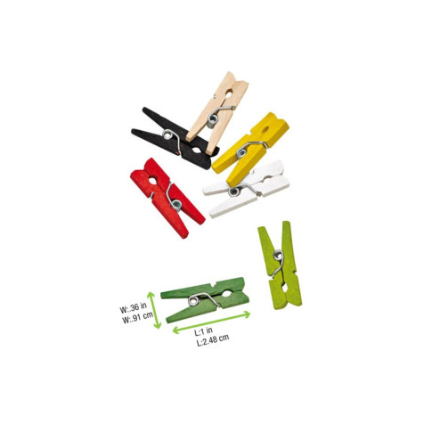 Mini mollette per bucato in legno colorate  H25mm