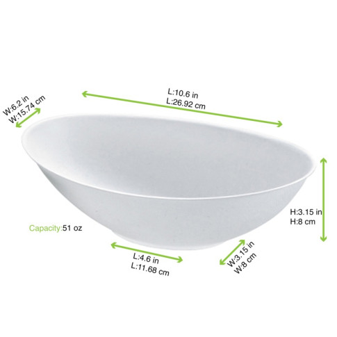 Ciotola "BioNchic" ovale in polpa di canna da zucchero 270x165mm H77mm 1500ml