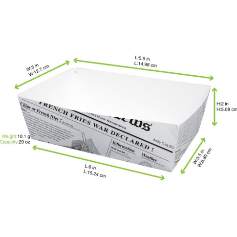 Cono in cartone laminato in PE antiunto, decorazione stampa di giornale 150x90mm H50mm 850ml
