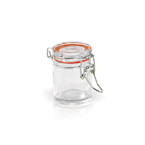 Mini barattolo in vetro con guarnizione rossa  H63,5mm 45ml