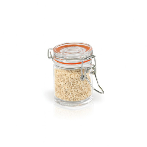 Mini barattolo in vetro con guarnizione rossa  H63,5mm 45ml
