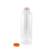 bottiglia di plastica RPET trasparente con tappo arancione attaccato 68 H187mm 500ml
