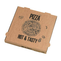 Scatola da pizza in cartone kraft con decorazione "Hot and Tasty"  400x400mm H40mm