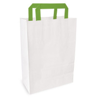 Shopper in carta bianca e manici verdi 260x170mm H280mm