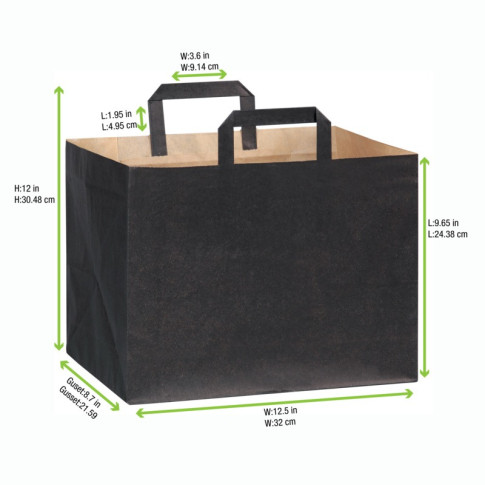 Borsa shopper in carta marrone riciclata con stampa nera 320x220mm H250mm