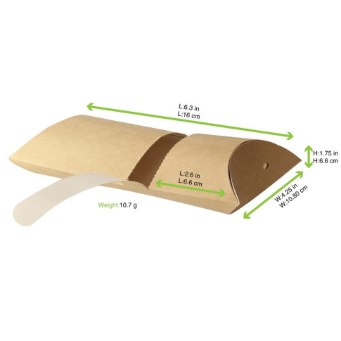 Scatola da crepes rettangolare in cartone kraft 100x45mm H160mm