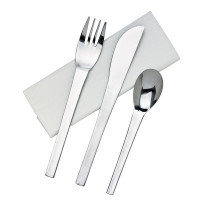 Kit posate in acciaio inox 3/1: coltello, forchetta, cucchiaio, involucro trasparente  H160mm