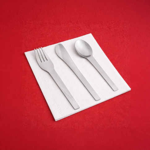 Kit posate in acciaio inox 3/1: coltello, forchetta, cucchiaio, involucro trasparente  H160mm