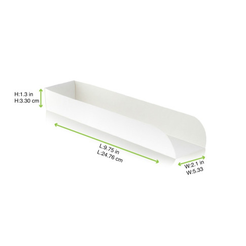 Supporto per hot dog in cartone bianco 250x55mm H35mm