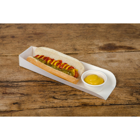 Supporto per hot dog in cartone bianco 250x55mm H35mm