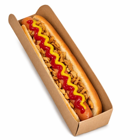 Supporto per hot dog in cartone kraft 250x55mm H37mm
