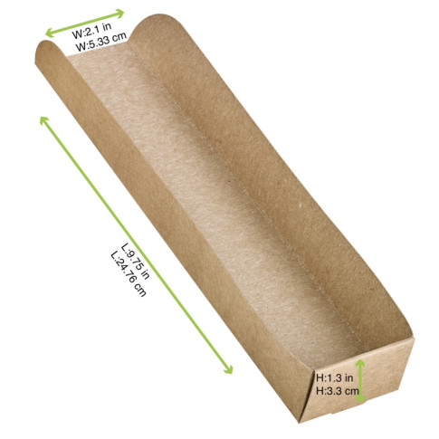 Supporto per hot dog in cartone kraft 250x55mm H37mm