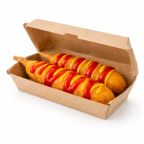 Scatola per hot dog in cartone kraft rinforzato 250x107mm H70mm
