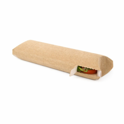 Custodia rettangolare per panino caldo in cartone rinforzato con finestra 240x100mm H58mm