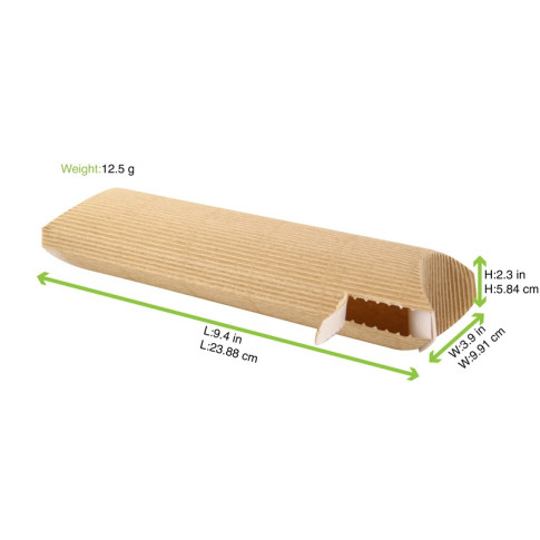 Custodia rettangolare per panino caldo in cartone rinforzato con finestra 240x100mm H58mm