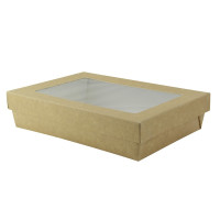 Scatola "Kray" in cartone kraft con coperchio a finestra 225x155mm H53mm 1500ml