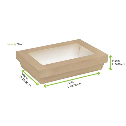 Scatola "Kray" in cartone kraft con coperchio a finestra 225x155mm H53mm 1500ml