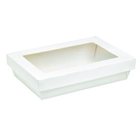 Scatola "Kray" in cartone bianco con coperchio a finestra 225x155mm H55mm 1500ml