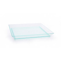 Vassoio "Klarity" riutilizzabile in plastica verde trasparente 130x130mm
