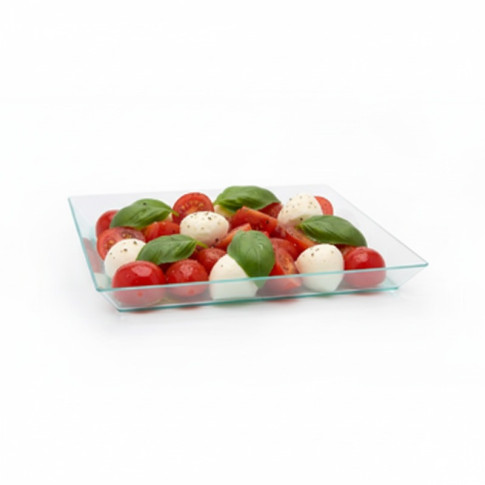Vassoio "Klarity" riutilizzabile in plastica verde trasparente 130x130mm