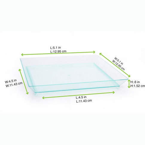 Vassoio "Klarity" riutilizzabile in plastica verde trasparente 130x130mm